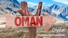  Presentation with oman - Theme having oman sign with mountains background background and a coral colored foreground