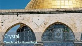  Presentation with old city of jerusalem - PPT theme with omar mosque in jerusalem details background and a  colored foreground