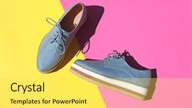  Presentation with shoes - PPT layouts enhanced with ombre colors - top view of trendy woman background and a yellow colored foreground