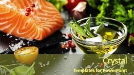  Presentation with healthy food - PPT layouts with delicious portion of fresh salmon fillet with aromatic herbs spices and vegetables - healthy food diet or cooking concept background and a tawny brown colored foreground