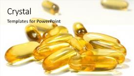  Presentation with vitamin - Amazing slide deck having yellow transparent pills of vitamin backdrop and a blonde colored foreground