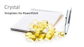  Presentation with supplement - Audience pleasing presentation design consisting of omega-3-pills-fish-oil backdrop and a white colored foreground