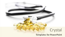  Presentation with supplement - Presentation design enhanced with omega-3-pills-fish-oil background and a blonde colored foreground