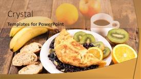  Presentation with blueberry juice - Beautiful PPT theme featuring omelet-with-blueberry-fruit-orange backdrop and a coral colored foreground