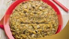  Presentation with oregano - Audience pleasing PPT theme consisting of omelet with champignon and oregano backdrop and a gold colored foreground