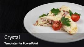  Presentation with cheese - Slides having omelet-with-ham-and-cheese background and a dark gray colored foreground