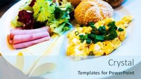  Presentation with tomato - PPT theme having omelet-with-ham-tomato background and a cool aqua colored foreground