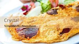  Presentation with chorizo - Presentation design featuring omelet-with-spinach-mushrooms background and a yellow colored foreground