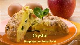  Presentation with mint - PPT layouts consisting of omelette with apple and mint leaf background and a tawny brown colored foreground