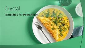 Presentation with herbs blue - Slides featuring omelette-with-blue-cheese-herbs background and a seafoam green colored foreground
