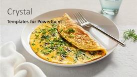  Presentation with herbs blue - Theme featuring omelette-with-blue-cheese-herbs background and a coral colored foreground