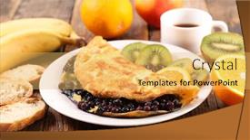  Presentation with coffee cup - Cool new slide deck with omelette-with-blueberries-fruit backdrop and a yellow colored foreground