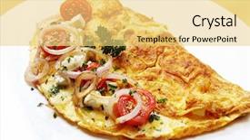  Presentation with mozzarella cheese - Beautiful presentation theme featuring omelette with cherry tomatoes red backdrop and a yellow colored foreground