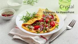  Presentation with diet low carb - Presentation design with omelette-with-tomato-feta-cheese background and a  colored foreground