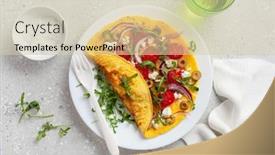  Presentation with diet low carb - PPT theme featuring omelette-with-tomato-feta-cheese background and a soft green colored foreground