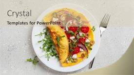  Presentation with diet low carb - PPT theme with omelette-with-tomato-feta-cheese background and a soft green colored foreground