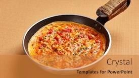  Presentation with healthy breakfast - Colorful PPT layouts enhanced with omelette-with-tomatoes-and-seasoning backdrop and a gold colored foreground
