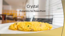  Presentation with breakfast - Slide deck enhanced with omellettes - closeup of egg omelette background and a  colored foreground
