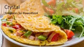  Presentation with egg - Beautiful presentation theme featuring omellettes - delicious egg omelet with ham backdrop and a yellow colored foreground