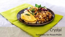  Presentation with mushroom - Beautiful slide set featuring omellettes - french omelette with potatoes mushroom backdrop and a gold colored foreground