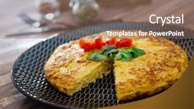  Presentation with mushroom - Presentation theme consisting of omellettes - french omelette with potatoes mushroom background and a  colored foreground