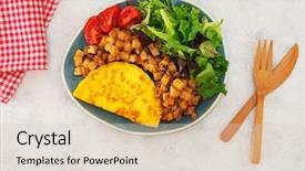  Presentation with mushroom - Audience pleasing slides consisting of omellettes - french omelette with potatoes mushroom backdrop and a lemonade colored foreground