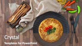  Presentation with paddy mushroom - Colorful slide deck enhanced with omellettes - french omelette with potatoes mushroom backdrop and a violet colored foreground