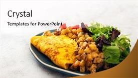  Presentation with mushroom - PPT layouts enhanced with omellettes - french omelette with potatoes mushroom background and a white colored foreground