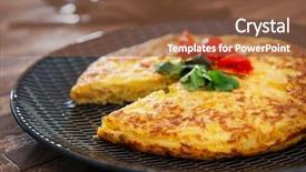  Presentation with mushroom - Beautiful PPT theme featuring omellettes - french omelette with potatoes mushroom backdrop and a tawny brown colored foreground