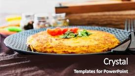  Presentation with mushroom - Slide set enhanced with omellettes - french omelette with potatoes mushroom background and a wine colored foreground