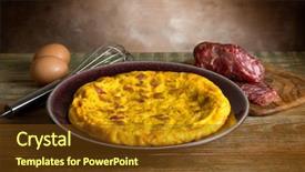  Presentation with recipe - Slide set with omellettes - omelette with salami traditional italian background and a  colored foreground