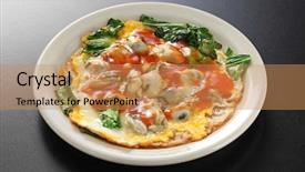  Presentation with oyster - Presentation theme featuring omellettes - taiwanese oyster omelet background and a coral colored foreground