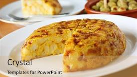  Presentation with spanish and english - Presentation theme consisting of omellettes - tortilla spanish omelet spanish omelette background and a yellow colored foreground