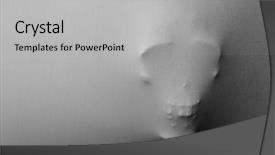  Presentation with horror - Audience pleasing theme consisting of human head - skull pressing through fabric backdrop and a light gray colored foreground