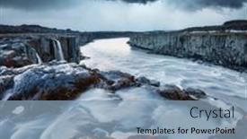  Presentation with iceland location famous place kirkjufellsfoss - Audience pleasing PPT theme consisting of ominous-sky-over-the-selfoss backdrop and a light blue colored foreground
