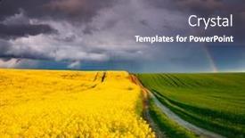  Presentation with weather climate - Amazing PPT theme having ominous-stormy-clouds-over-fresh backdrop and a gray colored foreground