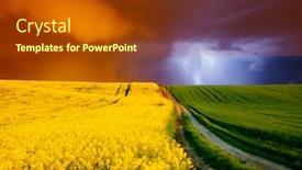  Presentation with weather climate - Slide deck featuring ominous-stormy-clouds-over-fresh background and a tawny brown colored foreground