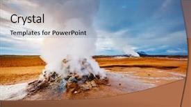  Presentation with geothermal energy - Presentation design consisting of ominous view geothermal area hverir background and a teal colored foreground