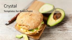  Presentation with avocado - Colorful presentation design enhanced with omlet - avocado and egg sandwich backdrop and a  colored foreground