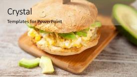  Presentation with sandwich all plates - Audience pleasing slide set consisting of omlet - avocado and egg sandwich backdrop and a  colored foreground