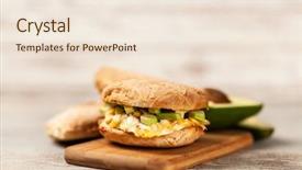  Presentation with avocado - Presentation theme consisting of omlet - avocado and egg sandwich background and a lemonade colored foreground