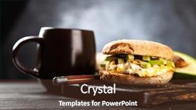  Presentation with avocado - Slide deck enhanced with omlet - avocado and egg sandwich background and a  colored foreground