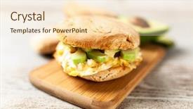  Presentation with avocado and banana smoothie - Beautiful PPT theme featuring omlet - avocado and egg sandwich backdrop and a lemonade colored foreground