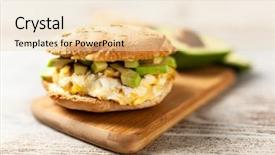  Presentation with avocado - Presentation theme enhanced with omlet - avocado and egg sandwich background and a  colored foreground