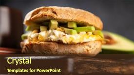  Presentation with avocado - Slide deck featuring omlet - avocado and egg sandwich background and a  colored foreground