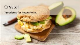  Presentation with sandwich all plates - Beautiful slide deck featuring omlet - avocado and egg sandwich backdrop and a  colored foreground