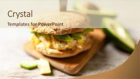  Presentation with avocado - Audience pleasing PPT theme consisting of omlet - avocado and egg sandwich backdrop and a  colored foreground