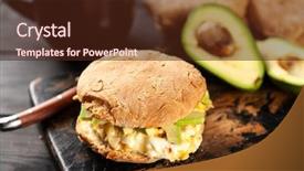 Presentation with avocado - Presentation design with omlet - avocado and egg sandwich background and a  colored foreground