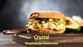  Presentation with avocado and banana smoothie - Beautiful presentation design featuring omlet - avocado and egg sandwich backdrop and a  colored foreground