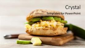  Presentation with sandwich all plates - Colorful presentation enhanced with omlet - avocado and egg sandwich backdrop and a lemonade colored foreground